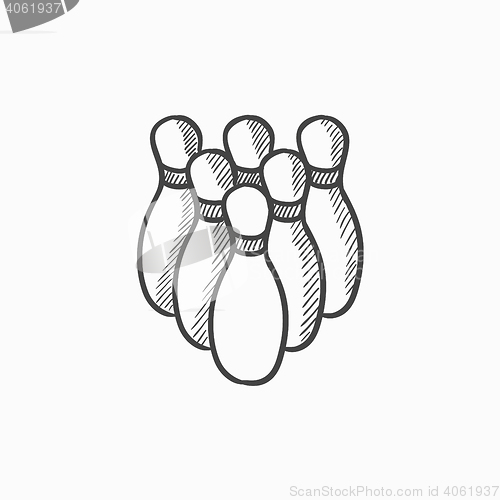 Image of Bowling pins sketch icon.