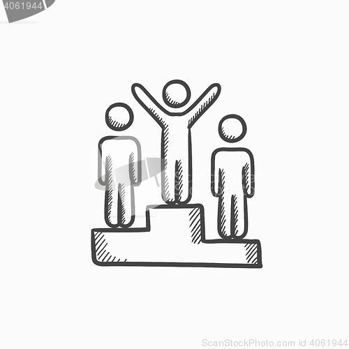 Image of Winners on podium sketch icon.