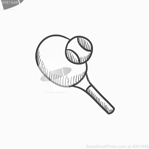 Image of Tennis racket and ball sketch icon.