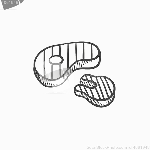Image of Grilled steak sketch icon.