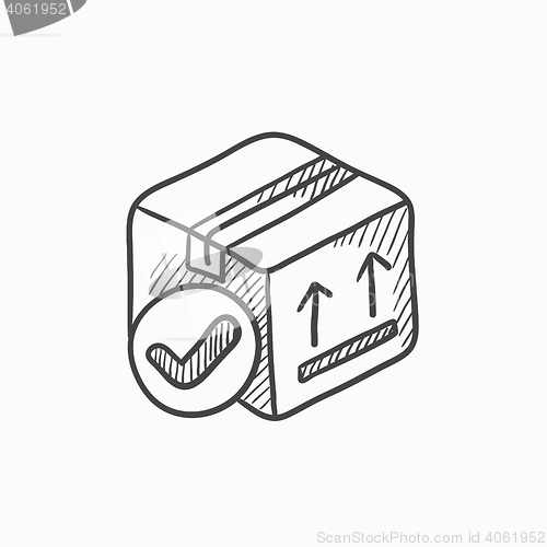 Image of Carton package box sketch icon.