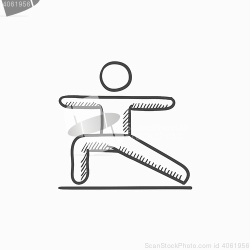 Image of Man practicing yoga sketch icon.