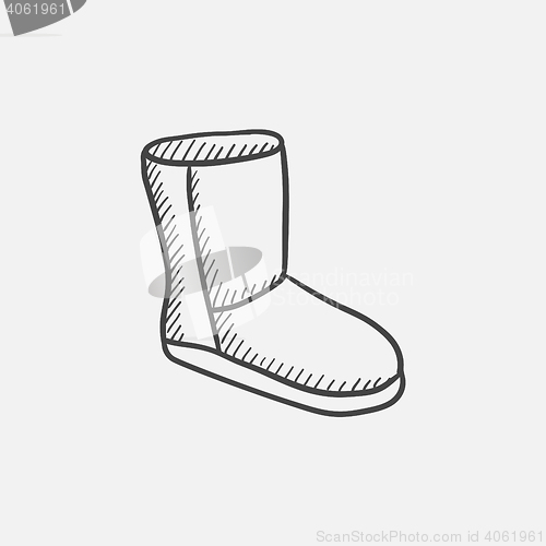 Image of Fuzzy winter boot sketch icon.