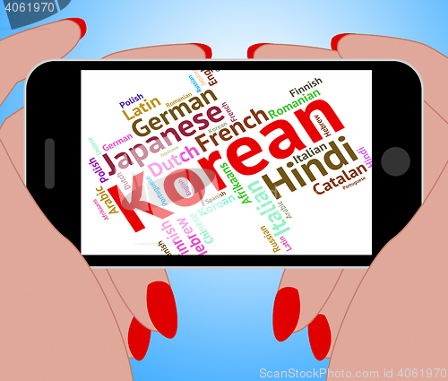 Image of Korean Language Represents Text Translator And Words