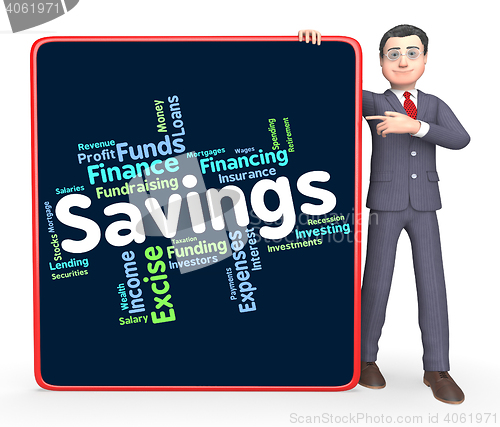 Image of Savings Word Means Save Wealth And Monetary