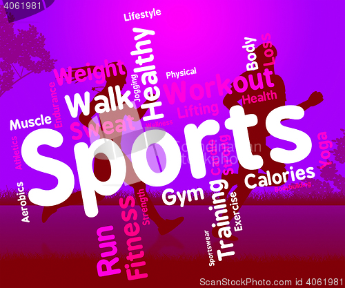 Image of Sports Word Shows Getting Fit And Exercising