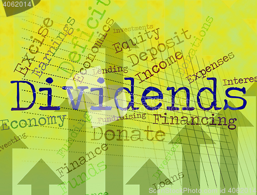 Image of Dividends Word Shows Stock Market And Revenues