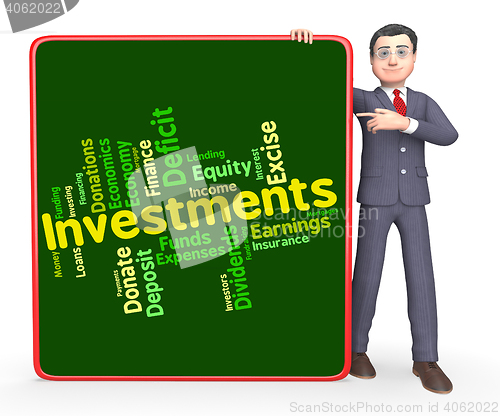 Image of Investments Word Indicates Investor Words And Opportunity