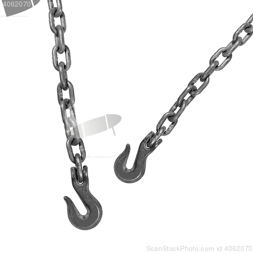 Image of Metal hook hanging on chain