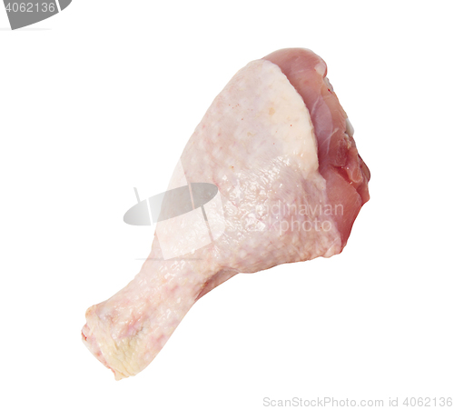 Image of chicken drumstick on white