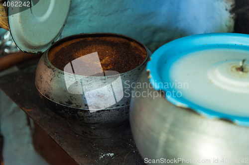 Image of cooking meals in a Russian stove