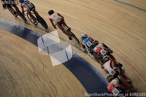 Image of Cycle race on the track motion blur
