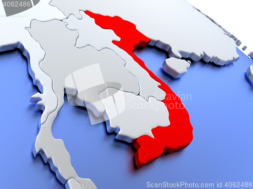 Image of Vietnam on world map