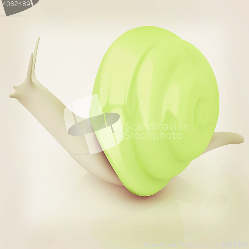 Image of 3d fantasy animal, snail on white background . 3D illustration. 