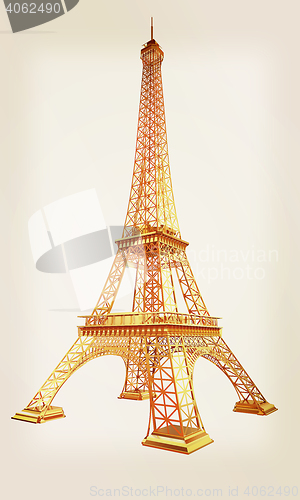 Image of 3d Eiffel Tower render. 3D illustration. Vintage style.