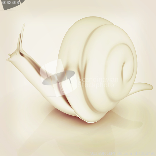 Image of 3d fantasy animal, snail on white background . 3D illustration. 