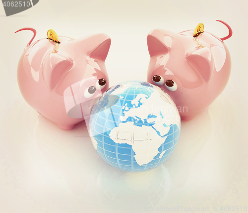 Image of global saving . 3D illustration. Vintage style.