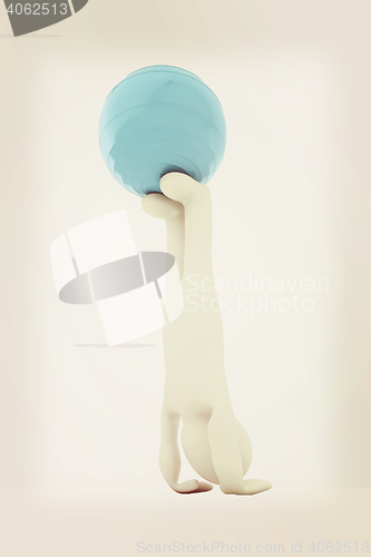 Image of 3d man exercising position on fitness ball. My biggest pilates s