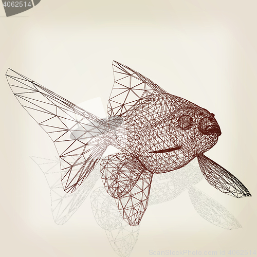 Image of Fish. 3D illustration. Vintage style.