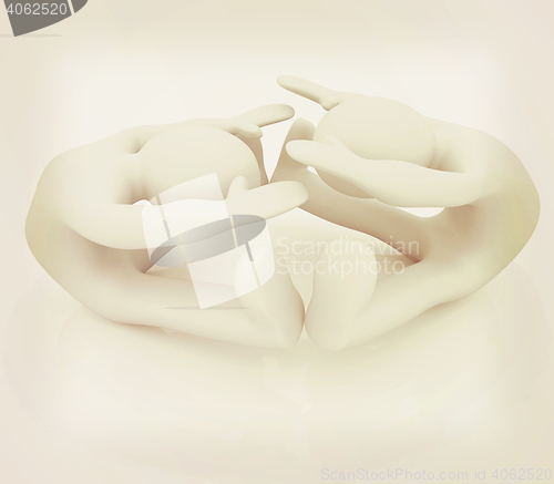 Image of 3d mans isolated on white. Series: morning exercises - flexibili