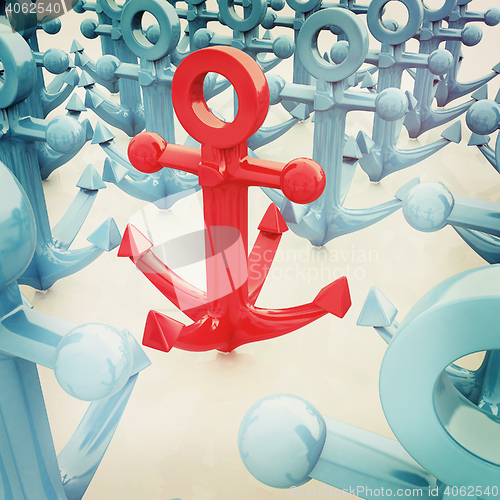 Image of leadership concept with anchors. 3D illustration. Vintage style.