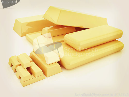 Image of fake (mock) of gold bars. 3D illustration. Vintage style.