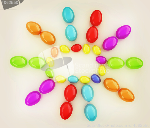 Image of Colored Eggs on a white background. 3D illustration. Vintage sty