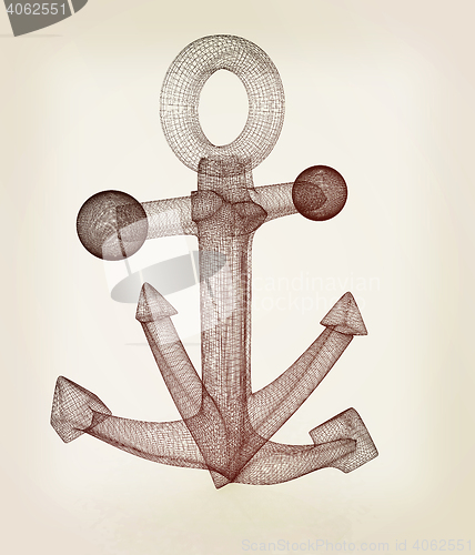 Image of anchor. 3D illustration. Vintage style.