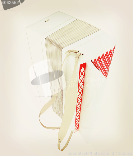 Image of Musical instruments - bayan. 3D illustration. Vintage style.