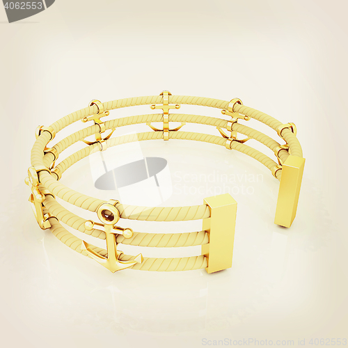 Image of Design fence of anchors on the ropes. 3D illustration. Vintage s