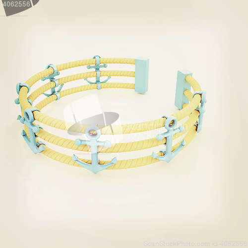 Image of Design fence of anchors on the ropes. 3D illustration. Vintage s