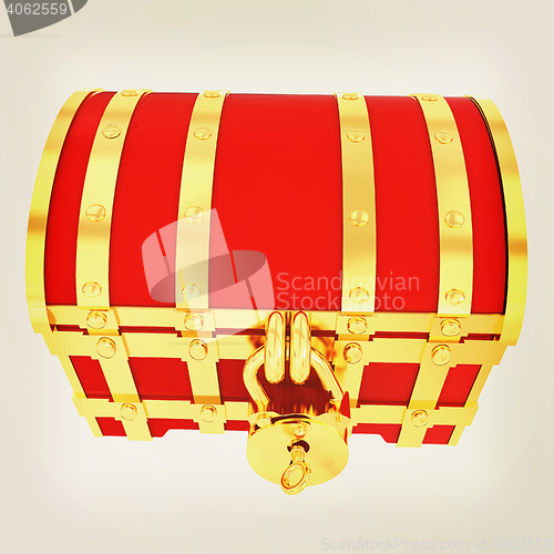 Image of cartoon chest. 3D illustration. Vintage style.