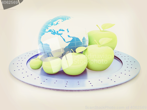 Image of Earth and apples around - from the smallest to largest. Global d