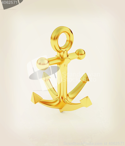 Image of Gold anchor. 3D illustration. Vintage style.