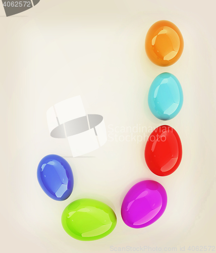 Image of Alphabet from colorful eggs. Letter \"J\". 3D illustration. Vintag