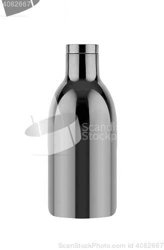 Image of empty transparent glass bottle with cap