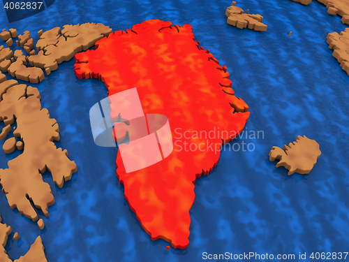 Image of Greenland on wooden globe