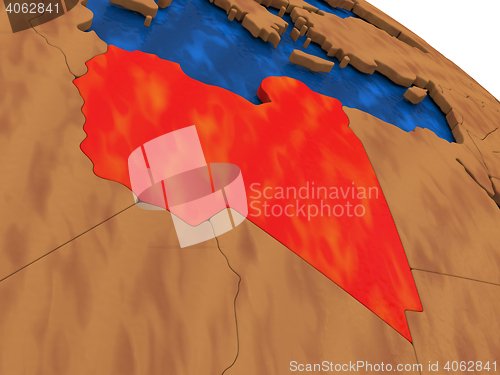 Image of Libya on wooden globe