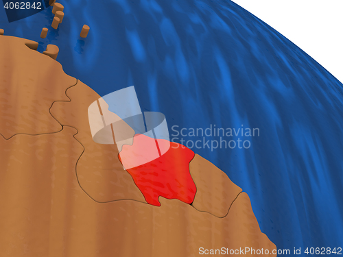Image of Suriname on wooden globe