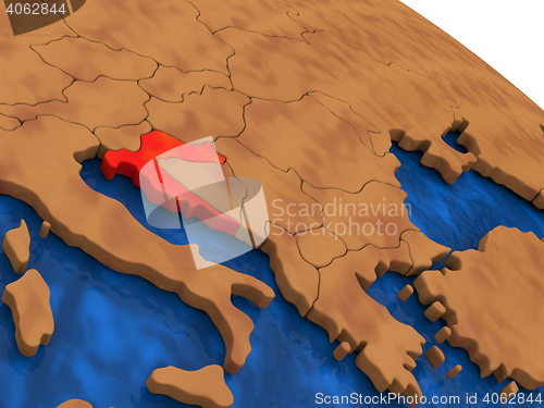 Image of Croatia on wooden globe