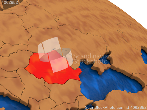 Image of Romania on wooden globe