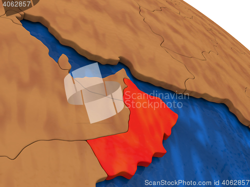 Image of Oman on wooden globe