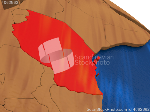 Image of Tanzania on wooden globe