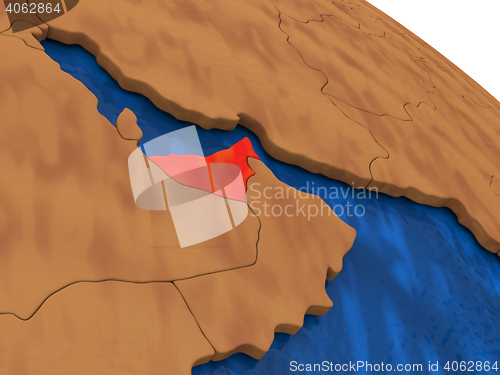 Image of United Arab Emirates on wooden globe