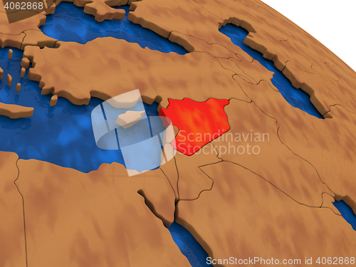 Image of Syria on wooden globe