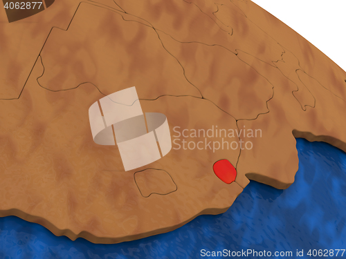 Image of Swaziland on wooden globe