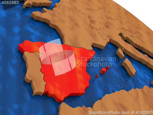 Image of Spain on wooden globe