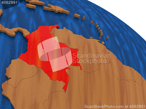 Image of Colombia on wooden globe