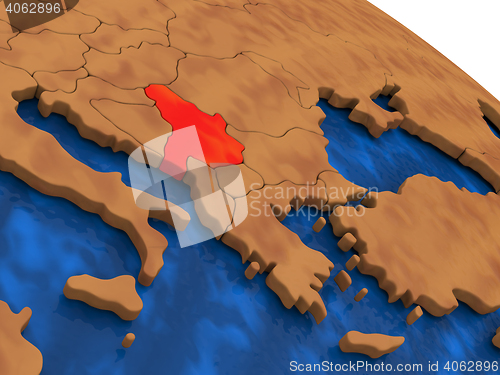 Image of Serbia on wooden globe