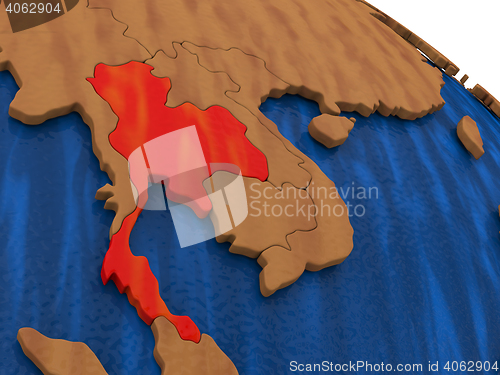 Image of Thailand on wooden globe